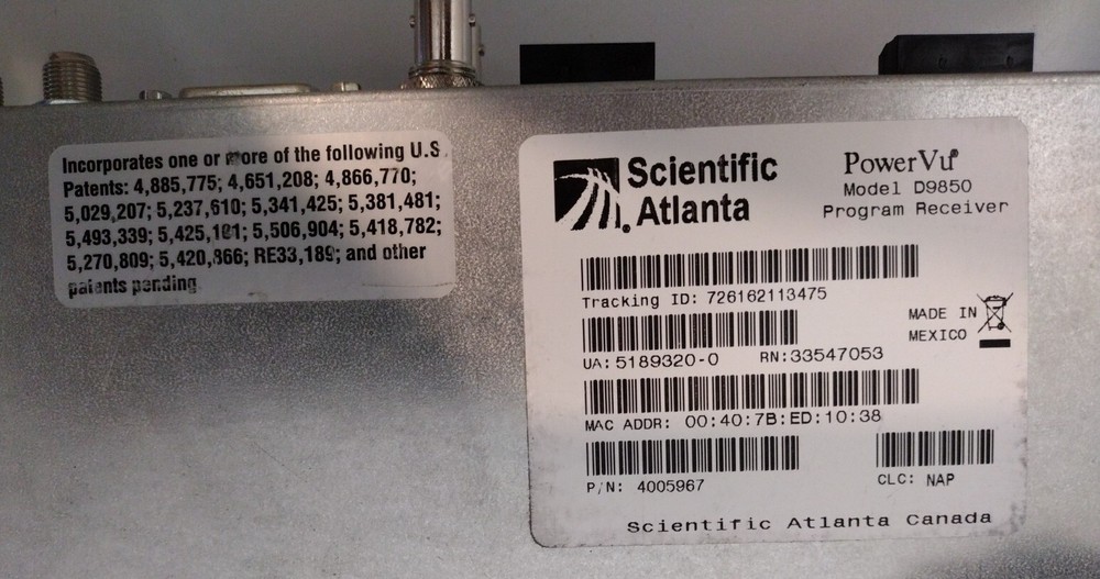 Cisco Scientific Atlanta D9850 PowerVu Program Reciever / Video Decoder USED