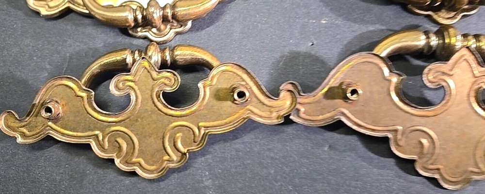Lot 9 Mixed Brass Batwing Chippendale Double Hole Drawer Pull Handles 2 Sizes