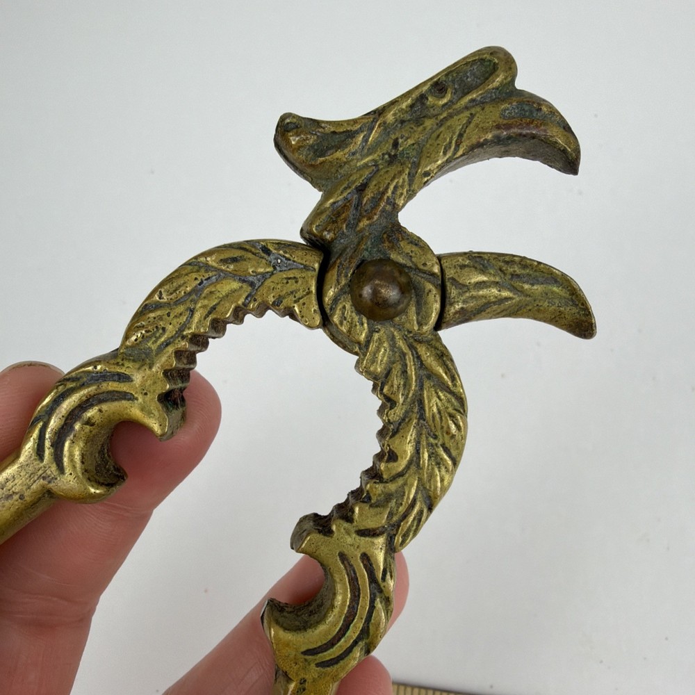 Vintage Solid Brass Nutcracker Eagle Bird Head Ornate Figural Metal Decor 5.75"