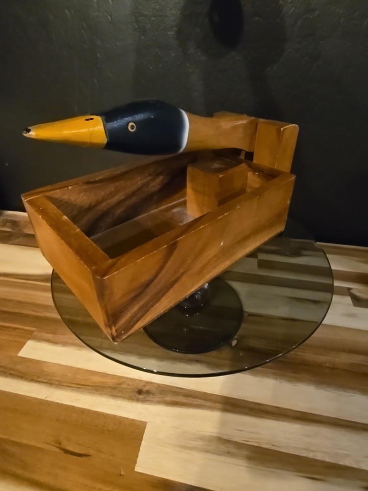 Vintage Wooden Home Decorative Duck Nutcracker Rustic Box