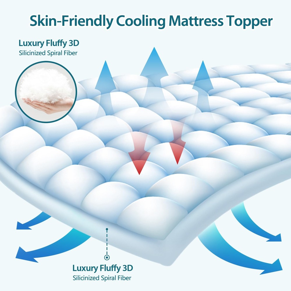 CYMULA Full Size Mattress Topper - Extra Thick Cooling Full, Black