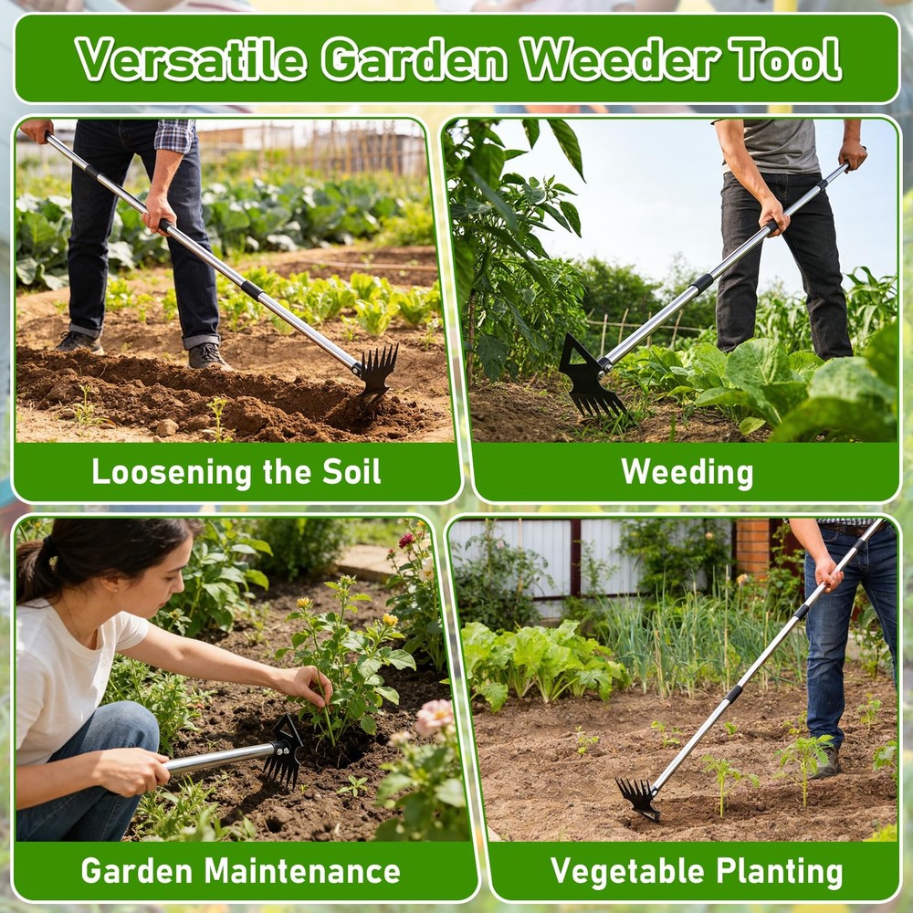 Upgraded Weed Puller Tool with Long Handle 56" Manual Weeder Remover Tool, 2