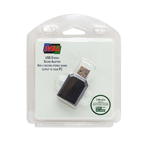 Syba external USB Stereo Sound Adapter for Windows, Mac, Linux Extra Black