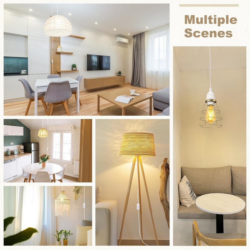 6.6ft Extension Cord with E26 Light Socket & Inline Control - 100W Power