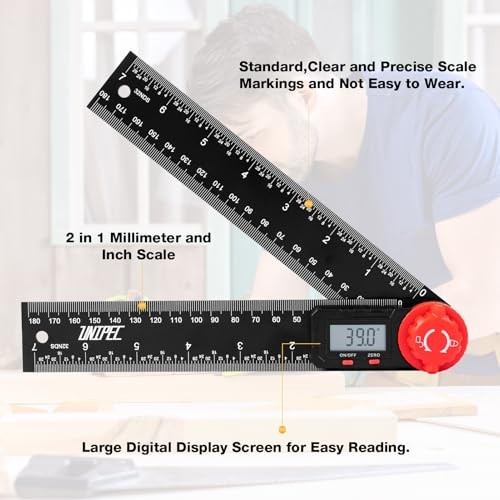 Digital Angle Finder Protractor, Angle Finder Ruler, 7inch 200mm ABS-Black