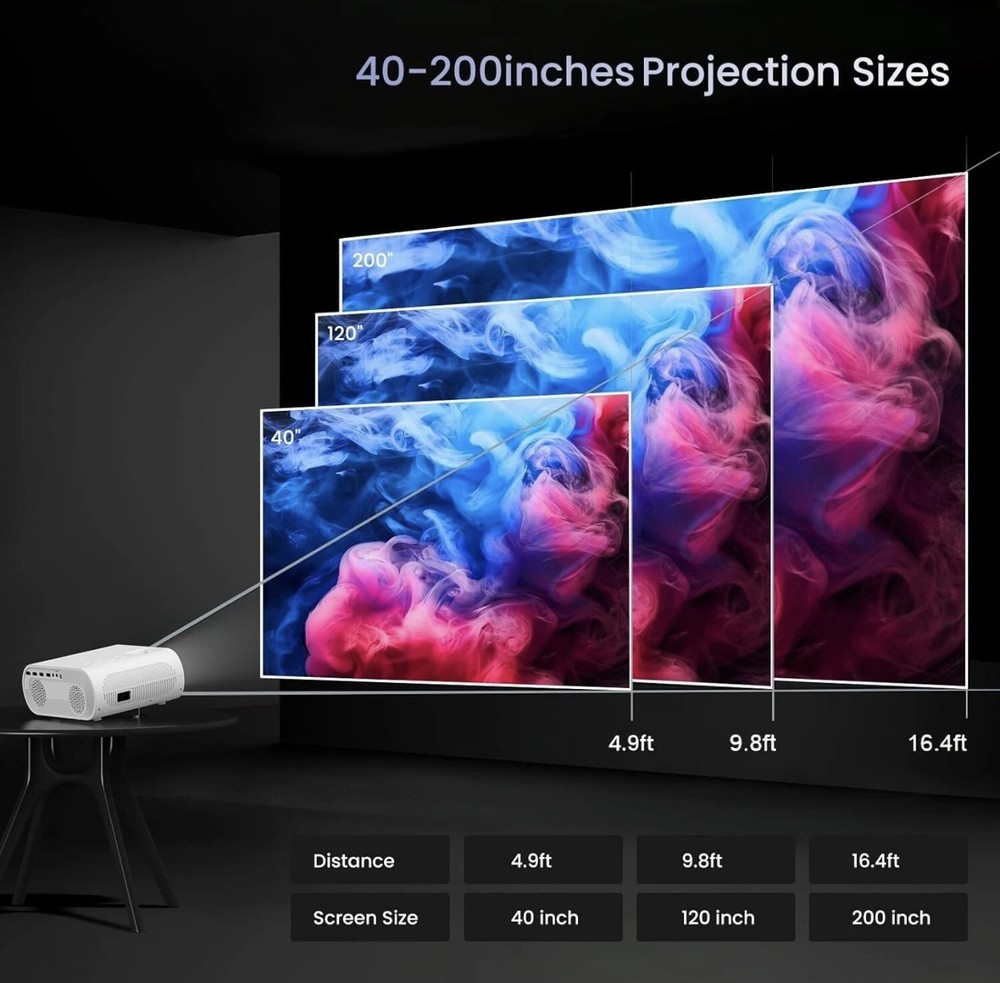 HOMPOW C10 Projector Native 1080P Full HD Bluetooth Projector with Speaker