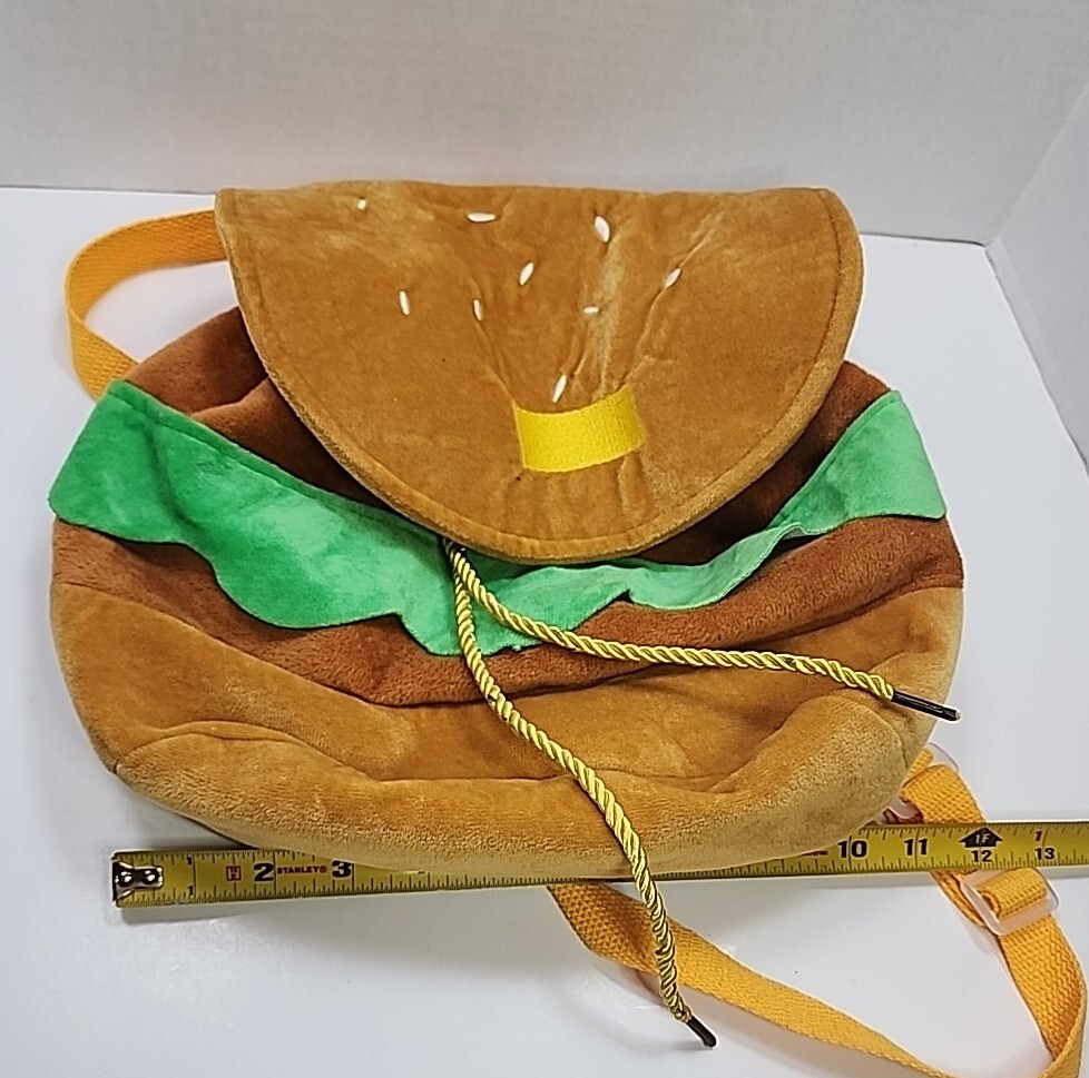 Burger Bag School Book Plush Shoulder Backpack Lined Adjustable Straps