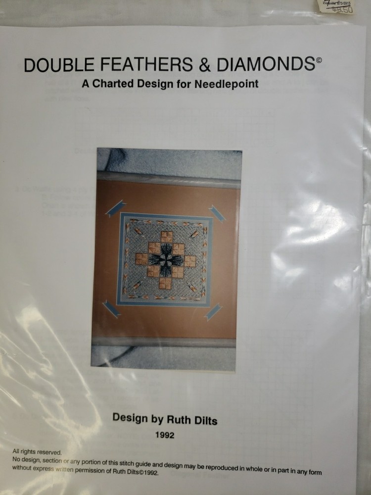 Ruth Dilts Double Feathers & Diamonds Needlepoint Guide Chart Pattern