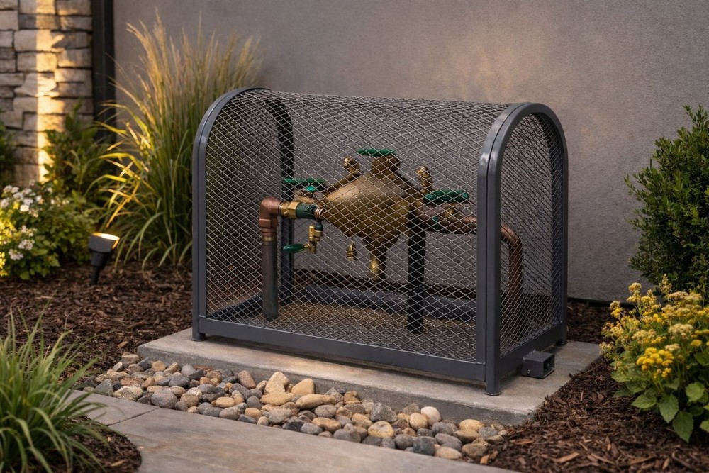Backflow Security Cage – Backflow Preventer Enclosure (Gray, Large) - Sandbaggy