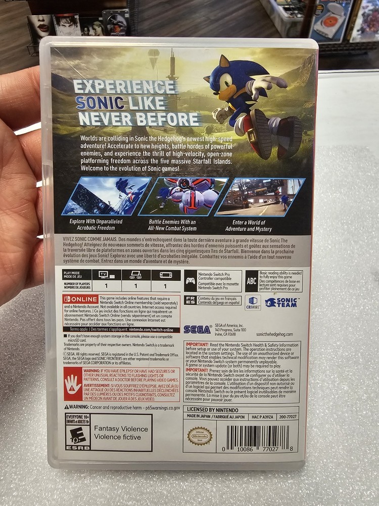 Authentic Replacement Case ONLY. Sonic Frontiers (Nintendo Switch) No Game!!