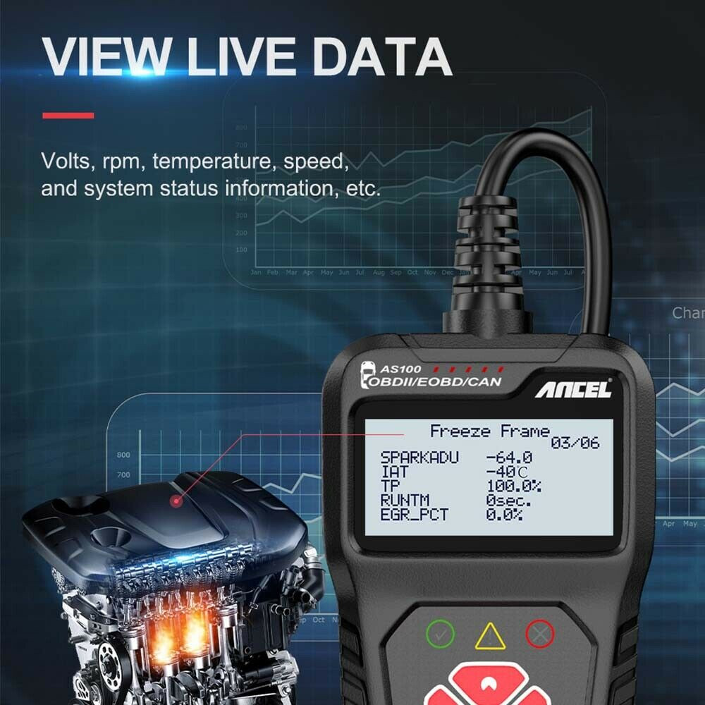 ANCEL AS100 Car OBD2 Scanner Code Reader Check Engine Fault Diagnostic Tool