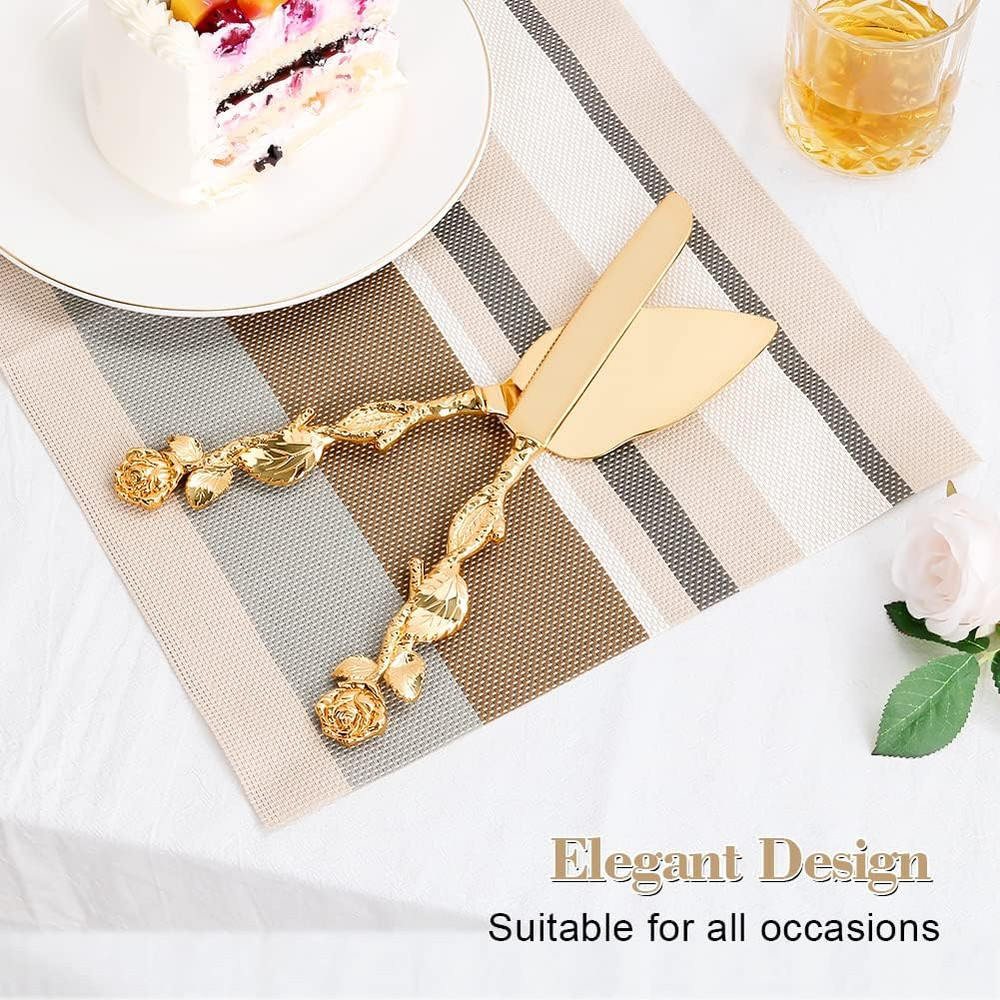 Cake Cutting Set for Wedding, Personalized Gold Cake Knife and Server Set, Custo