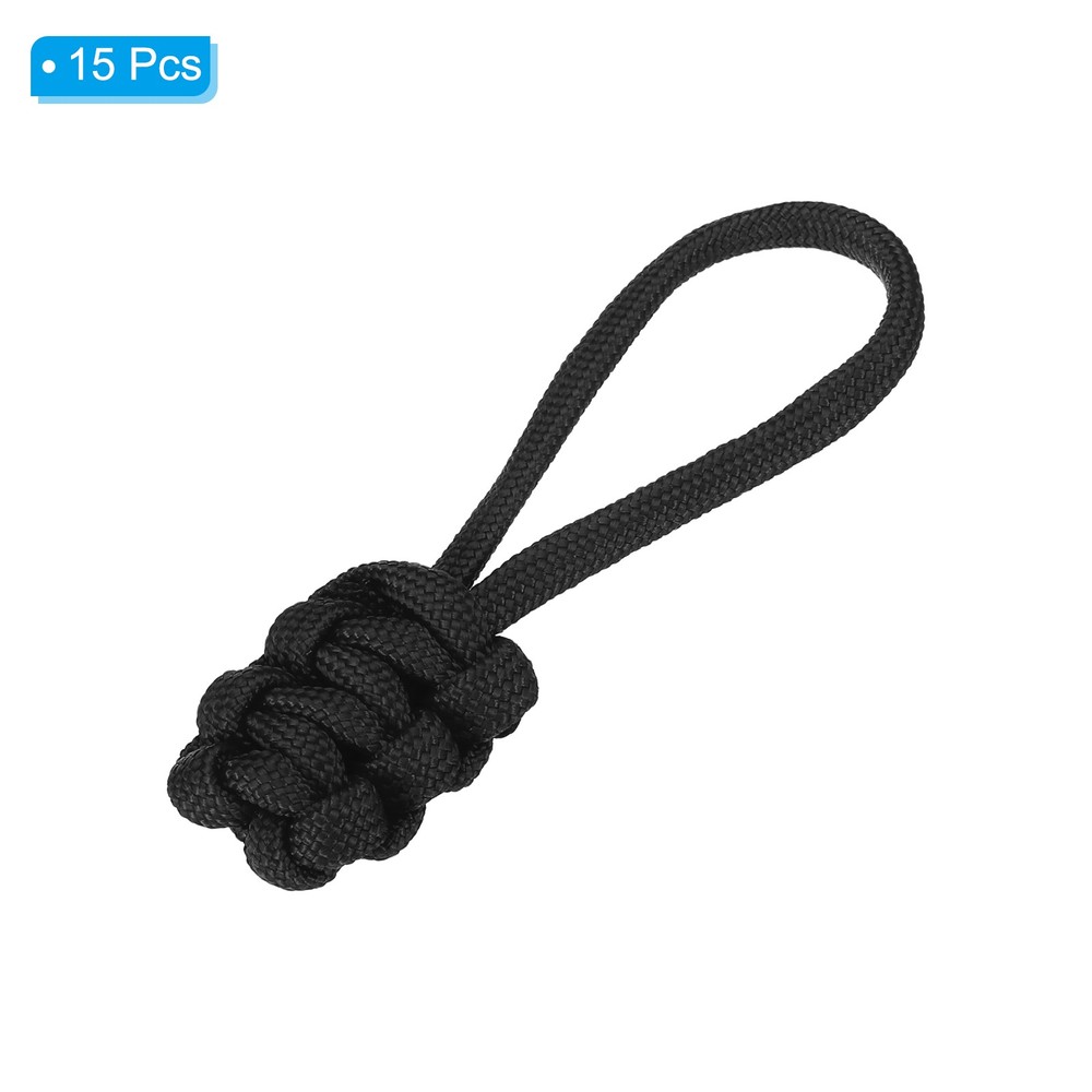 15pcs Zipper Pulls Replacement Extension Cord Handle Fix Pull Tab Black