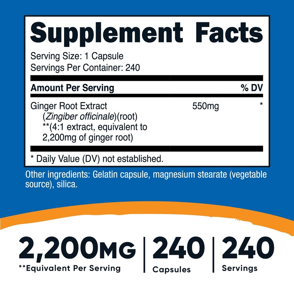 Nutricost Ginger Root Extract 550mg, 240 Capsules
