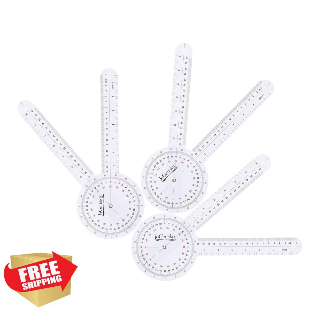 12" Goniometer Orthopaedic Physical Therapy Angle Ruler 3 Pc