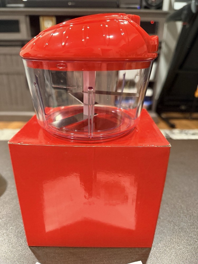 Prepology Manual Pull Function Food Chopper Red 3-Layered Blade