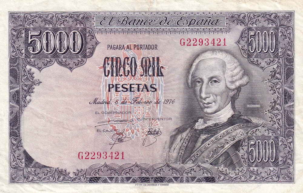 SPAIN P.155 1976 5000 Peseta EF
