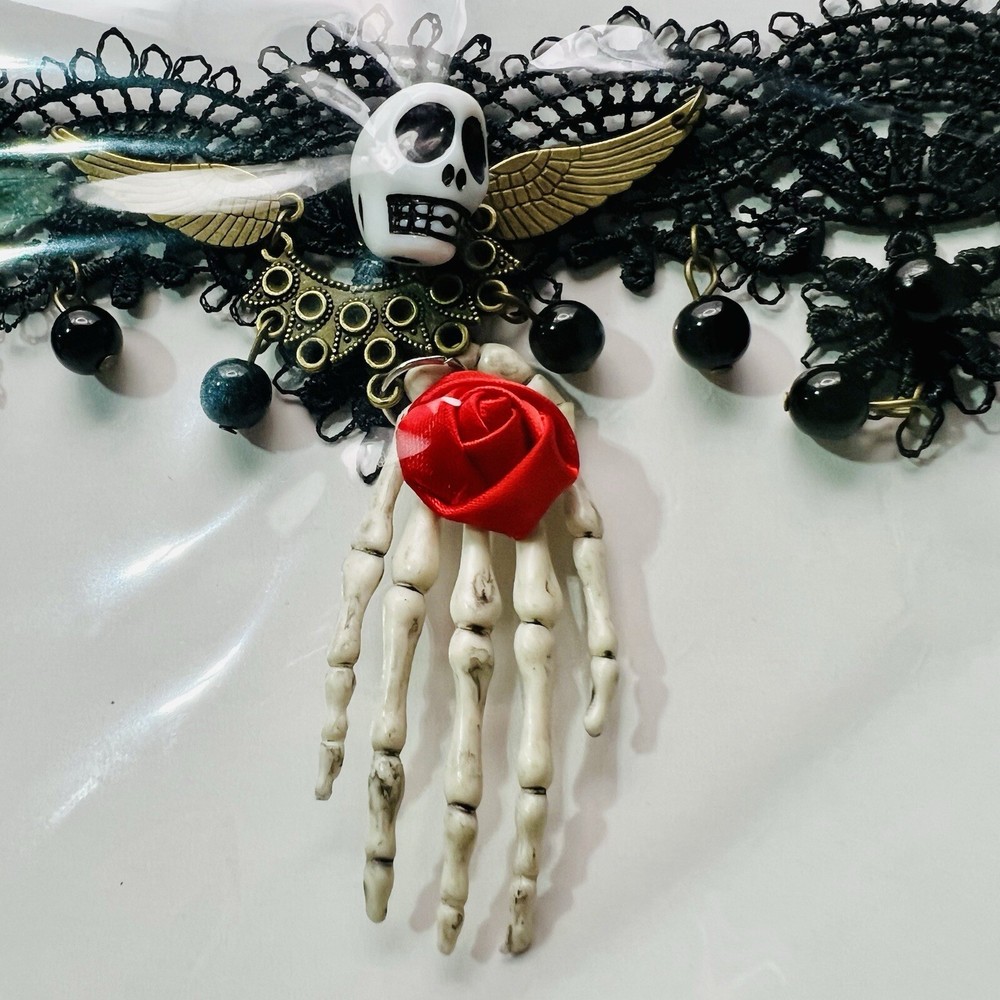 Witch Choker - Lace - Skull - Hand - Costume Accessory