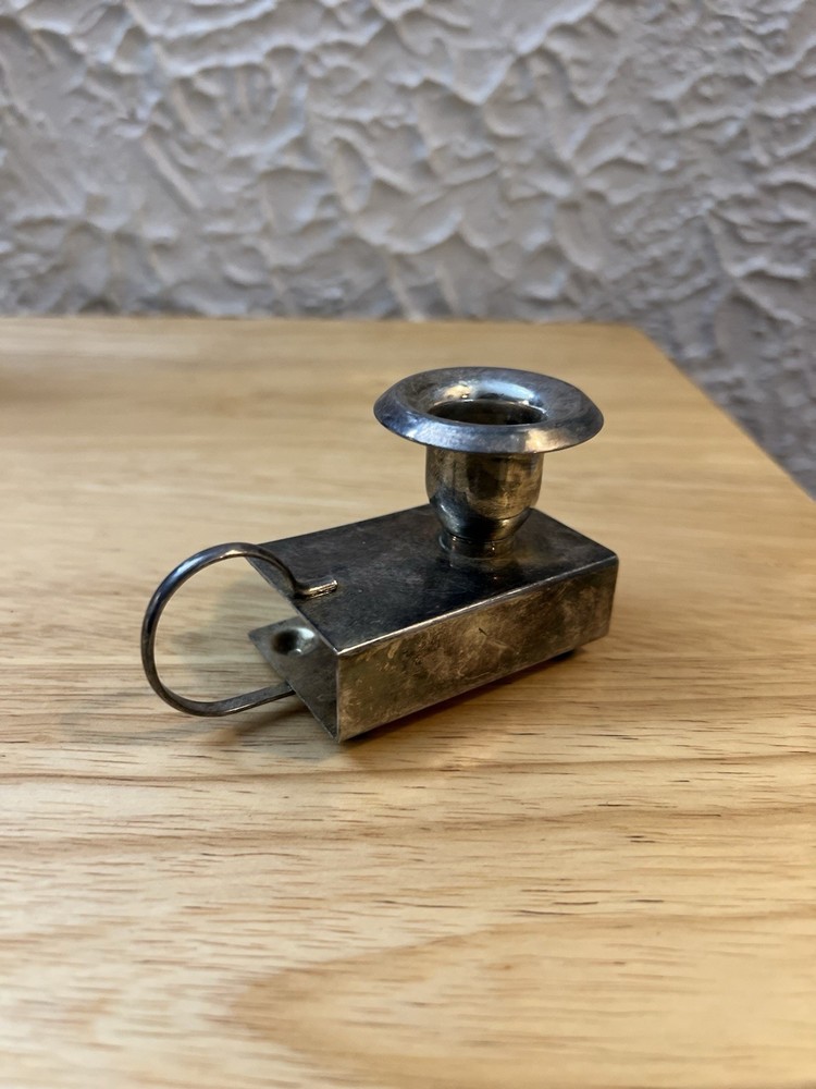 Vintage Silver Plated Mini Candle Holder Chamberstick Handle