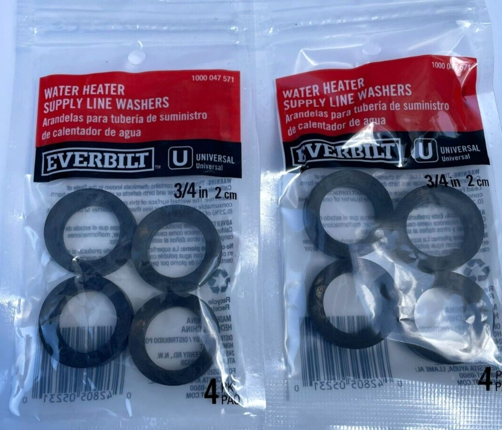Everbilt Packs of 4 Each Water Heater Supply Line Washers 3/4" (Lot of 2)
