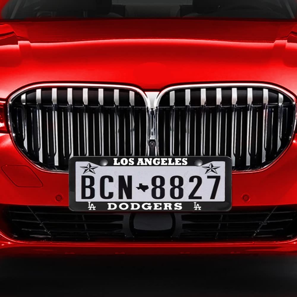 2PC Dodgers License Plate Frames Black Aluminum Rustproof US Standard