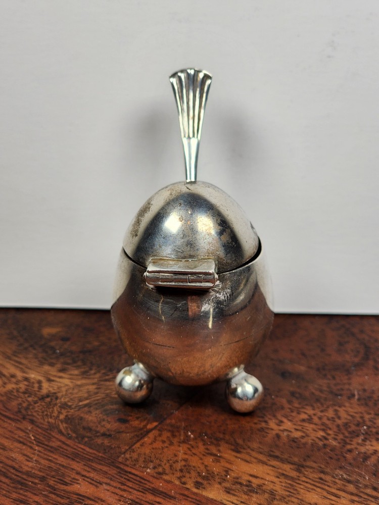Antique 800 German Silver Egg Shaped Footed Salt Cellar Superb Condition