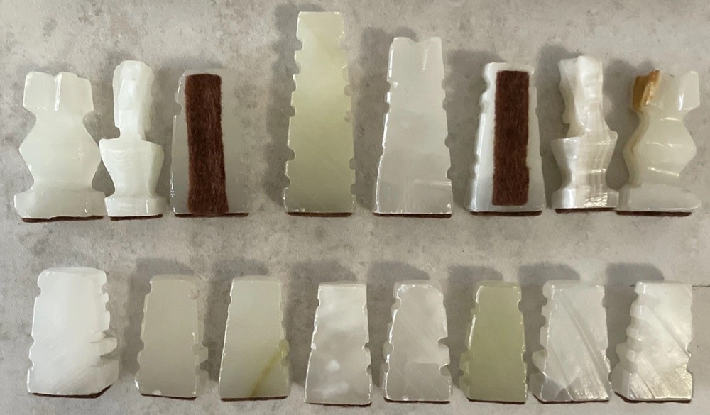 MIDCENTURY ONYX MARBLE CHESS SET COMPLETE ALL PIECES
