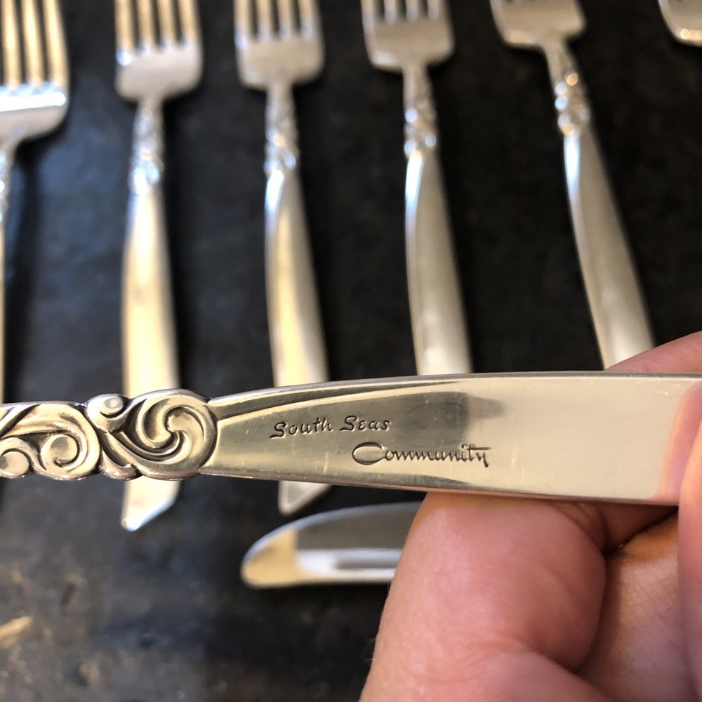 Vintage Oneida Community South Seas Silverplate Flatware Set 50 Pc
