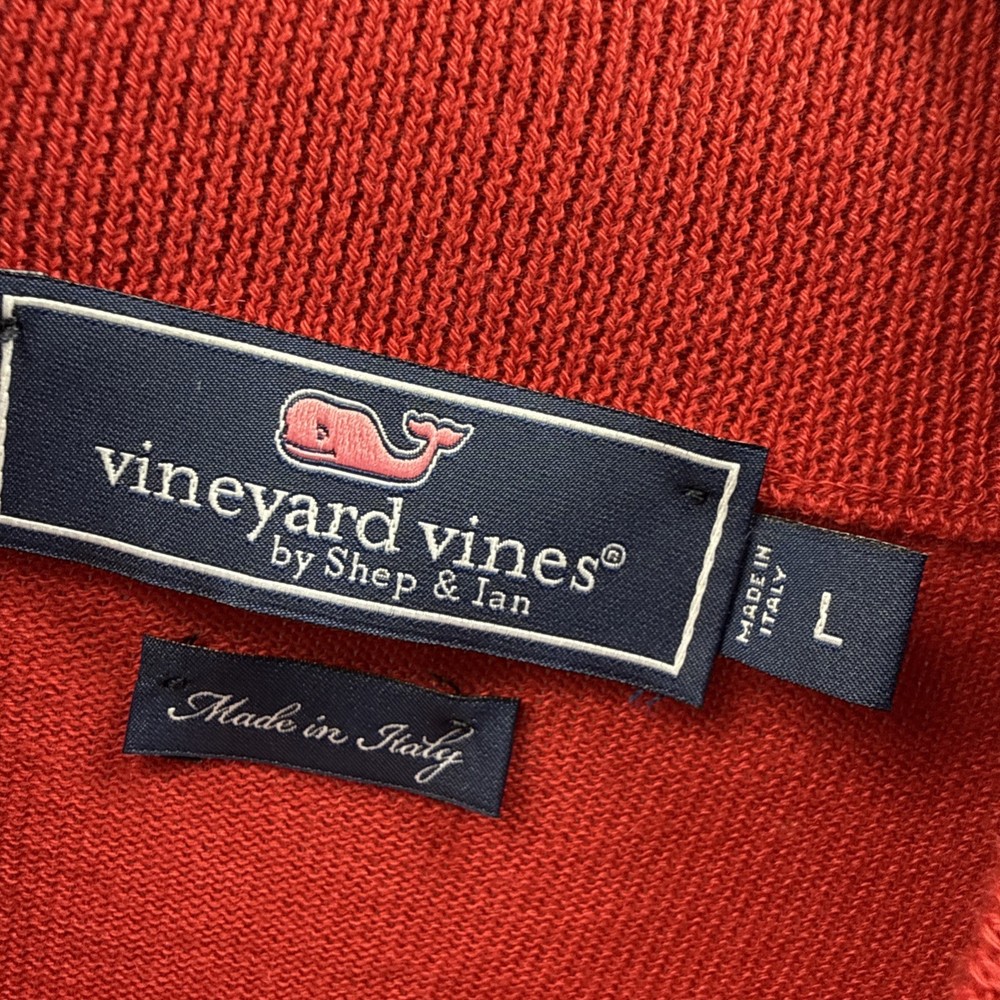 Vineyard Vines Mens 1/4 Zip Sweater Size Large Solid Red Cashmere Blend Pullover