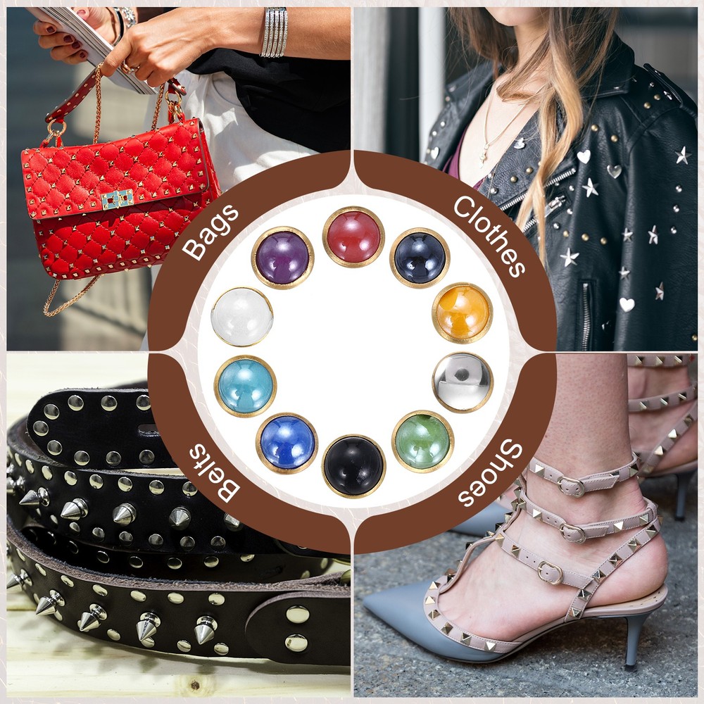 7.5mm Turquoise Studs Rivets, 30 Sets Leather Rivets, White