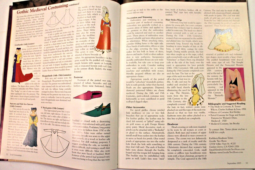 Doll Costuming with Patterns September 2003