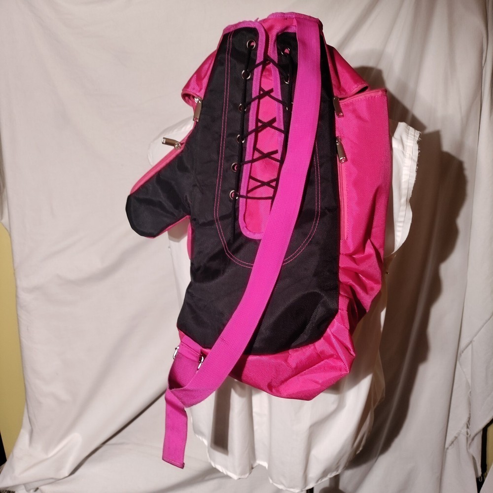 Title Boxing Pink Black Backpack With Logo Patch Zipper Pulls