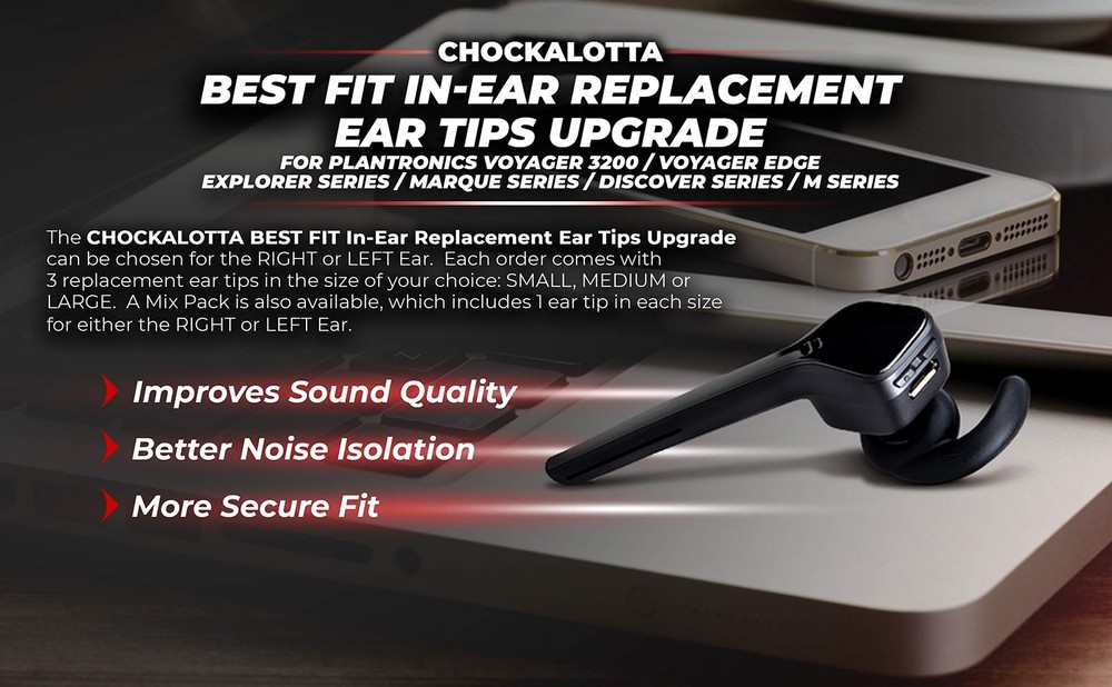 CHOCKALOTTA Eartips Upgrade Replacement Compatible RIGHT EAR, SMALL (3pcs)