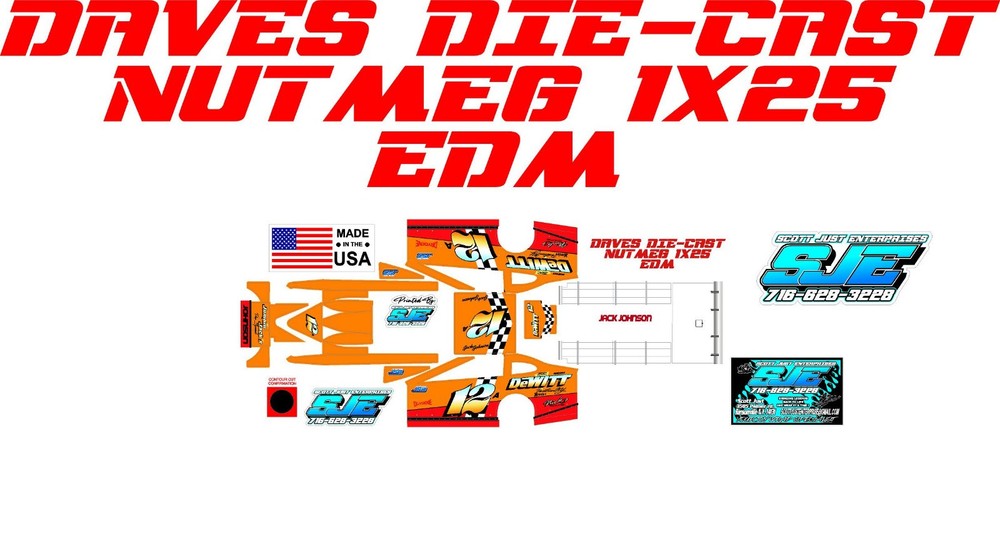 NUTMEG EDM DIRT MODIFIED 1X25 SCALE JACK JOHNSON 12A  THEME WRAP KIT