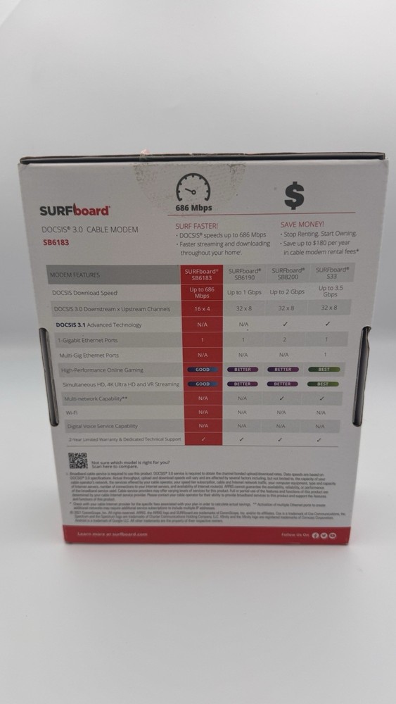 Arris Surfboard SB6183 Cable Modem VG