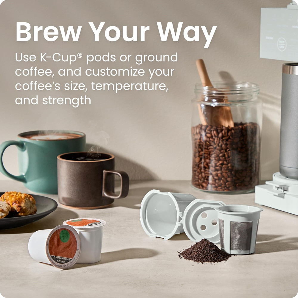 Caffeinator Single Serve Coffee Maker, Brew Kcups & Grounds, Drip Coffee Machine