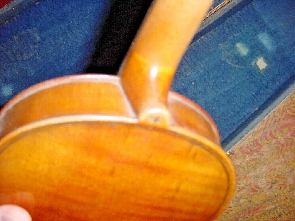 ANTIQUE LABELED STENTOR VIOLIN 19TH C ONE PIECE TIGER MAPLE BACK