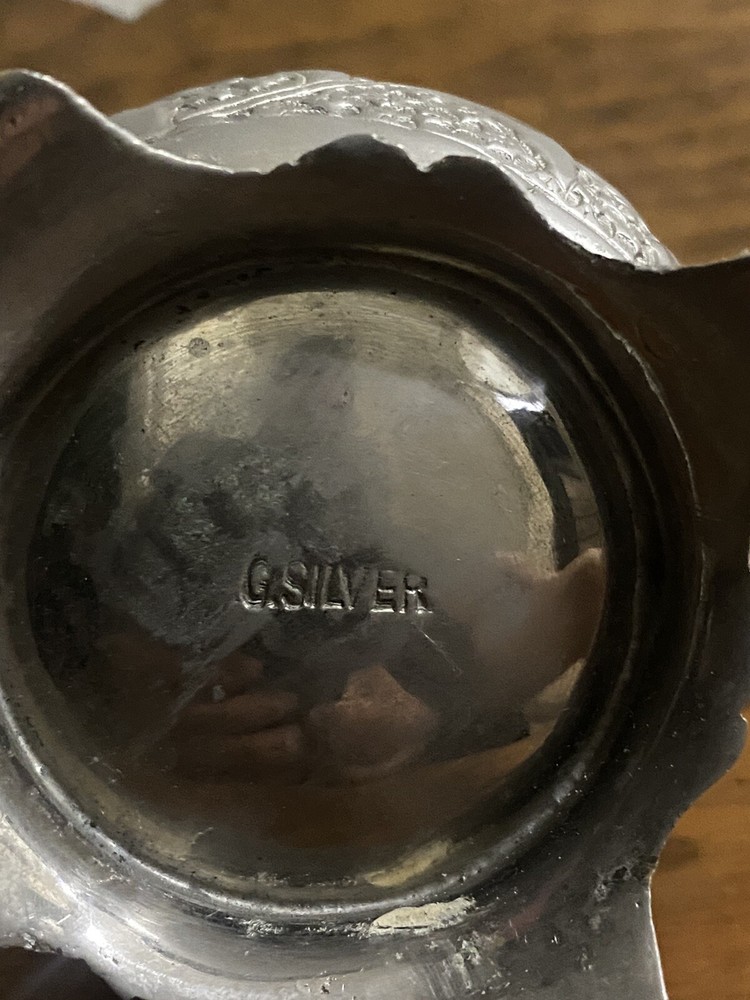 Antique German silver creamer 5.5" Tall