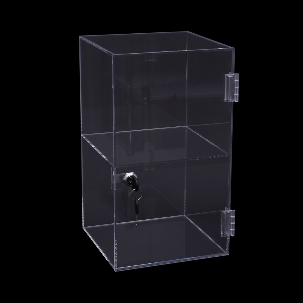 2-layers Countertop Display Case 20*20*35cm Locking Security Showcase Cabinet US