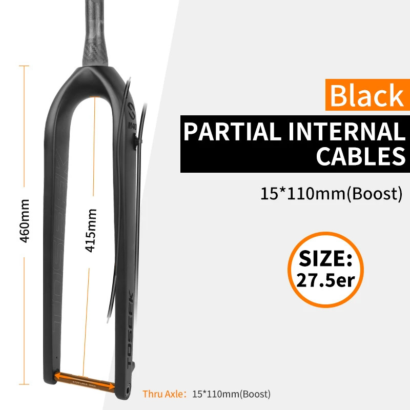 MTB Bicycle Thru Axle 15*110mm Full Carbon Front Fork 27.5/29er Boost Rigid Fork