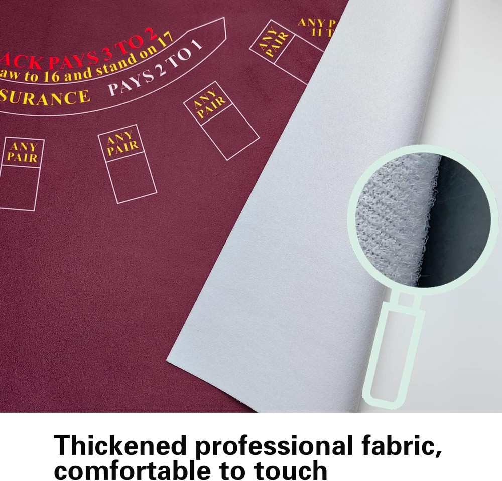 Rectangular 86'' X 50" Blackjack Tabletop Casino Felt Professional Grade Mat