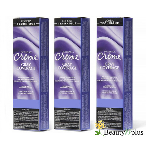 L'OREAL Excellence Creme Gray Coverage Permanent 1.74 oz ( 3 PACKS )