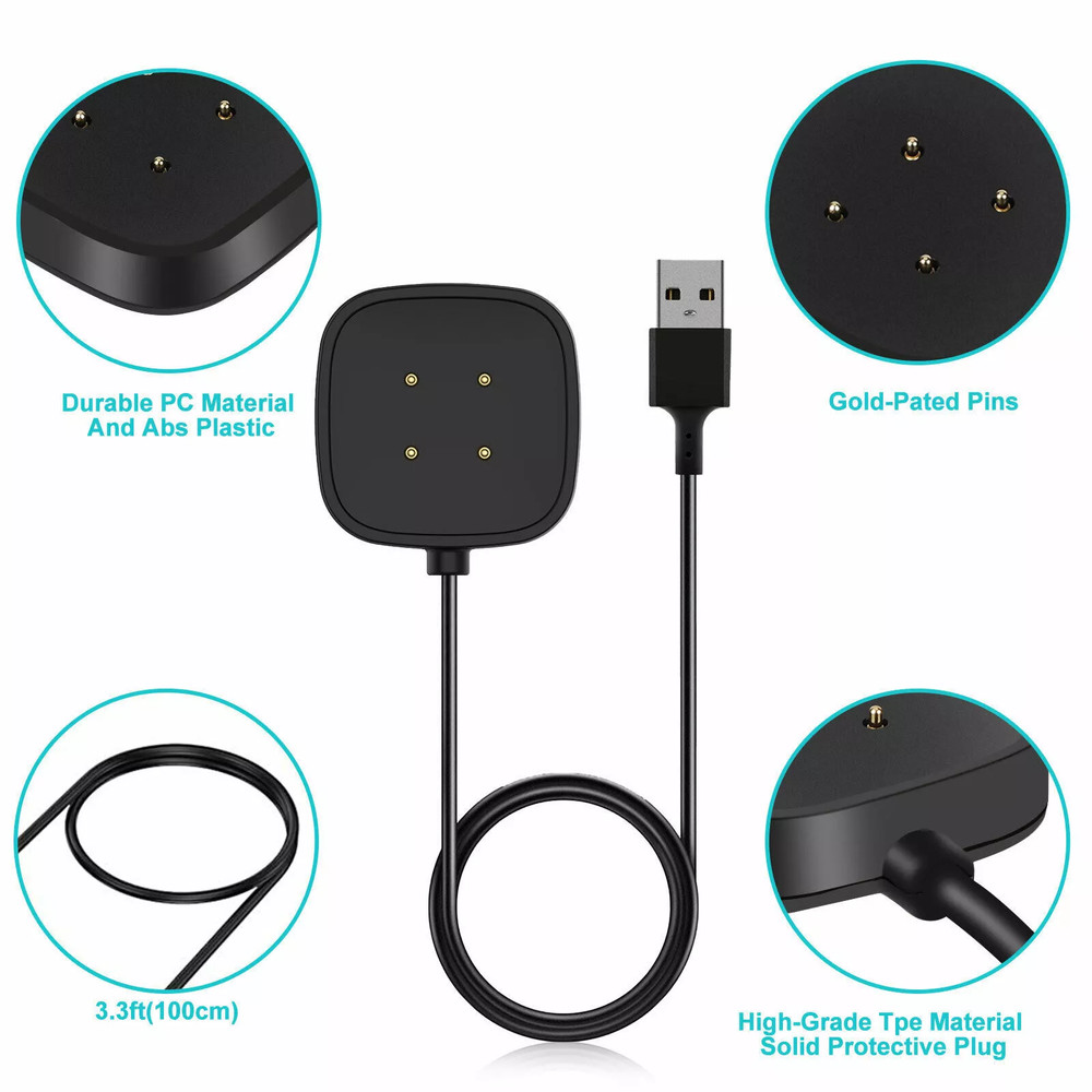 For Fitbit Versa 4 3 Sense 2 Watch Wireless USB Charging Dock Fast Cable Charger