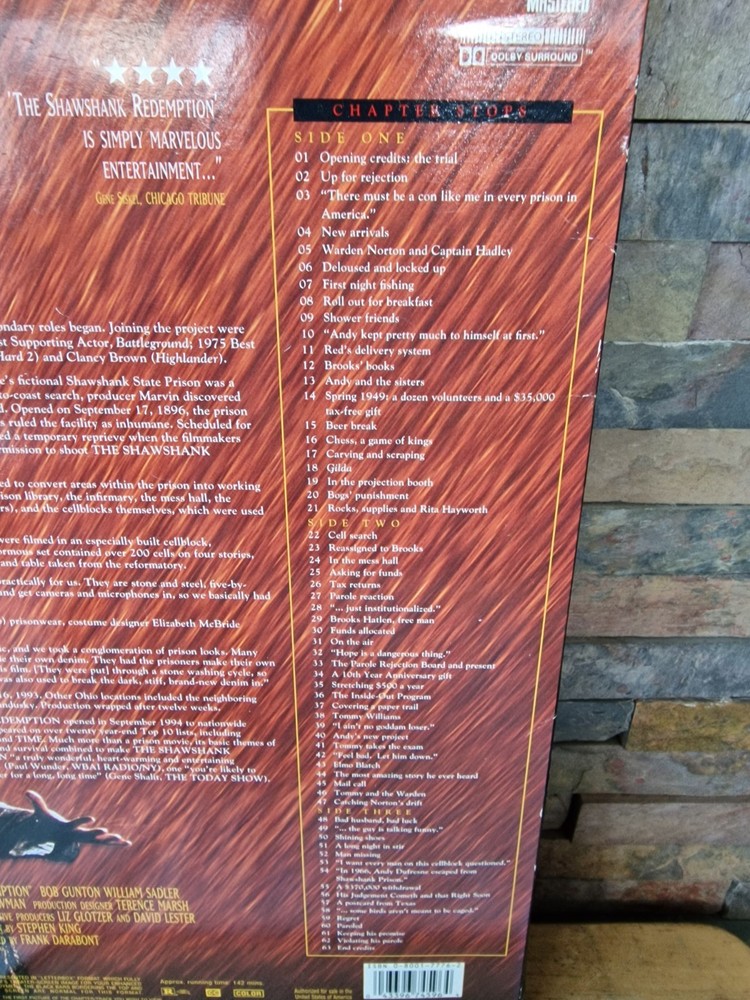 The Shawshank Redemption Laser Disc - (1994, Classic).