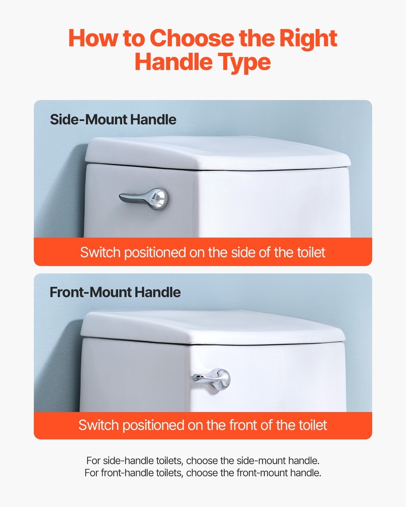 VEVOR Toilet Handle Replacement Kit Front Universal Toilet Flush Handle Chrome