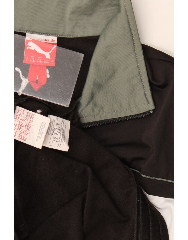 PUMA Mens Tracksuit Top Jacket Large Black Colourblock Polyester BQ04