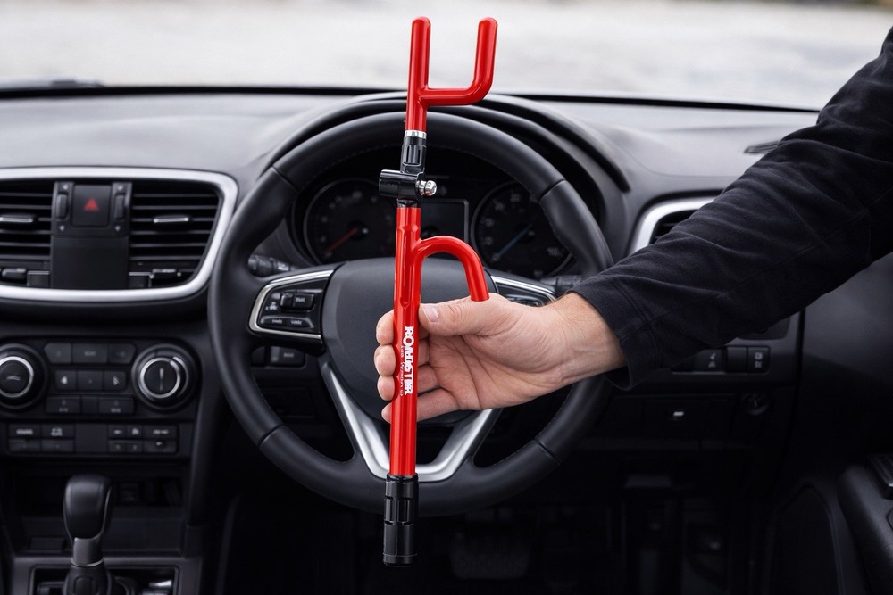 Anti-Theft Steering Wheel Lock Double Hook Keyed Extendable Car Van Security