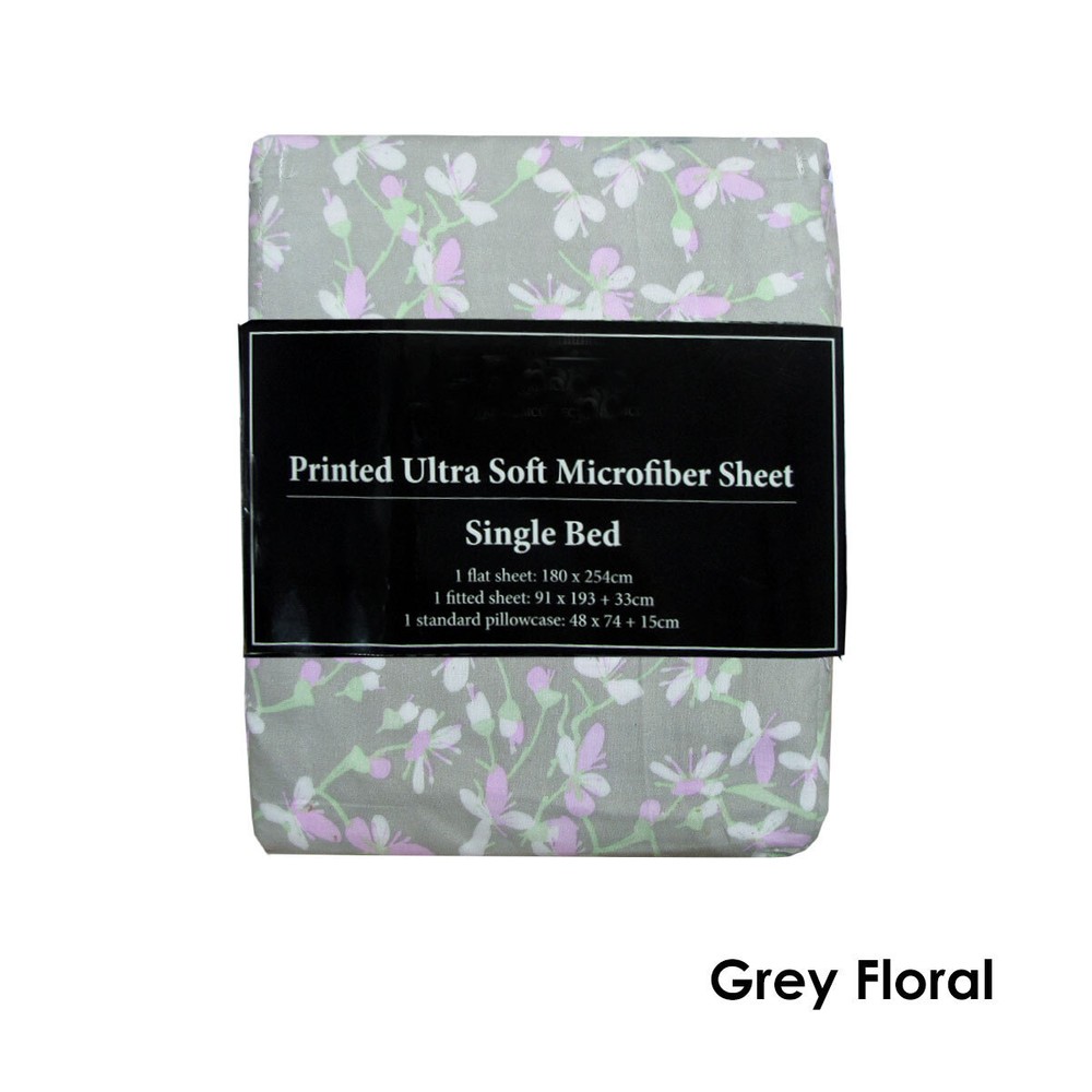 Printed Ultra Soft 90gsm Microfiber Sheet Set Single