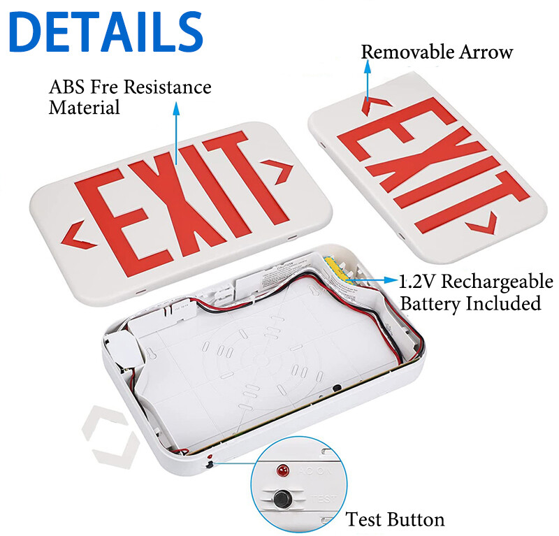 6PACK Red Exit Sign Emergency Exit Light Double Face 90mBattery Backup UL 94V-0