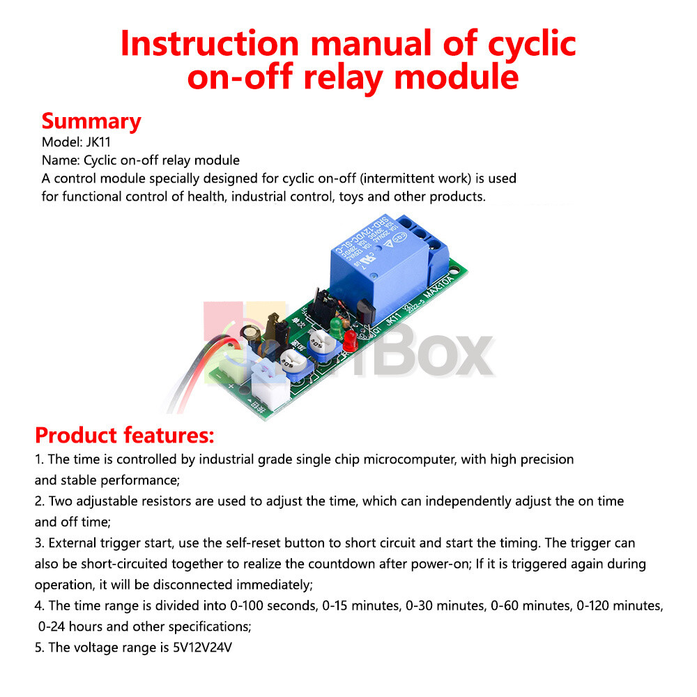 DC 5V 12V 24V Infinite Loop ON OFF Delay Relay Module Cycle Delay Timer Relay
